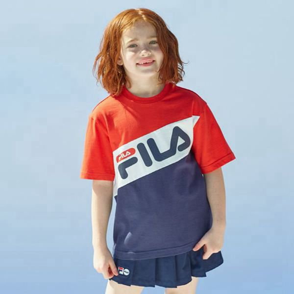 Camisetas Manga Corta Fila Niñas Rojas / Azul Marino - Heritage S/S - España 712506IFA